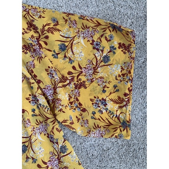 Japna Women's Sheer Floral Kimono Robe Boho Cottagecore Lightweight Yellow SMALL - Picture 4 of 5